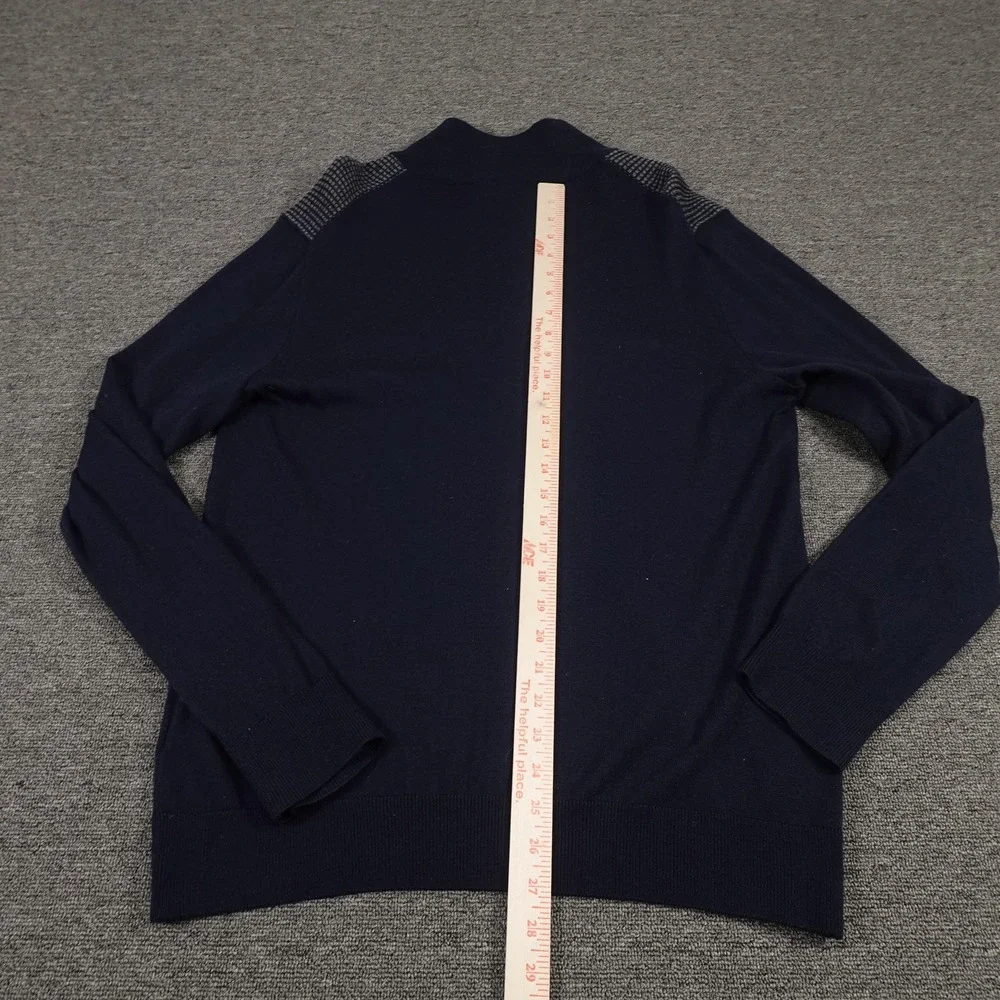 Banana Republic Sweater Mens Large Blue Merino Wool Quarter Zip Mock Neck Knit‎